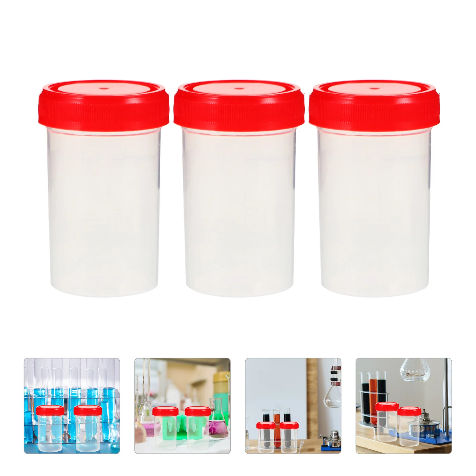 Sampling Cup Urine Specimen Bottle Pee Cups Laboratory Fluid Sample Container with Lid Measuring