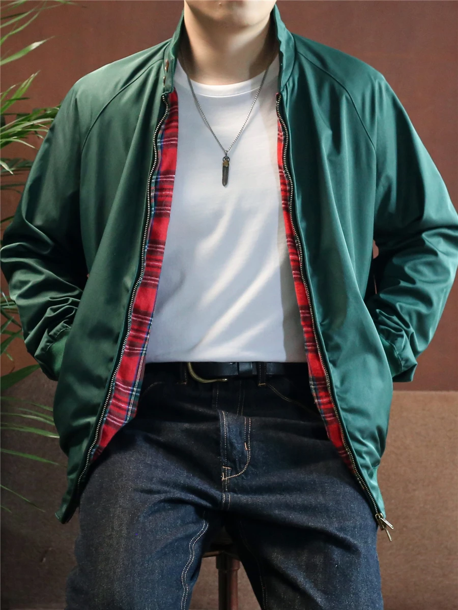 

Retro G9 Harrington Jaet Loose Fit Stand Collar ort Sle Windproof ex Casual Outerwear for Autumn And Winter