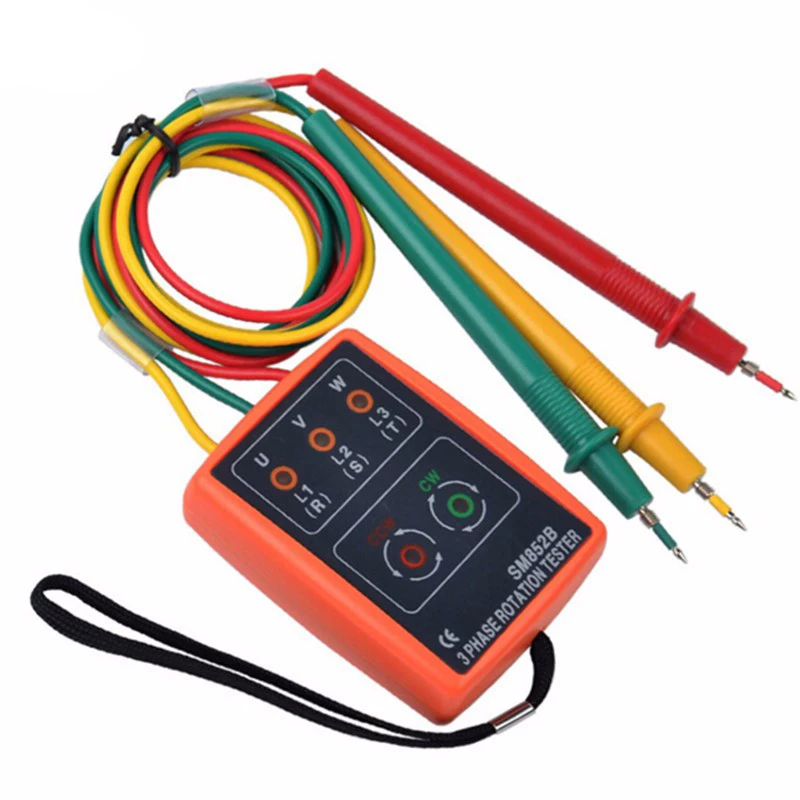 New 3 Phase Sequence Rotation Tester Indicator Detector Meter LED Buzzer with Portable Pouch TD-LED02