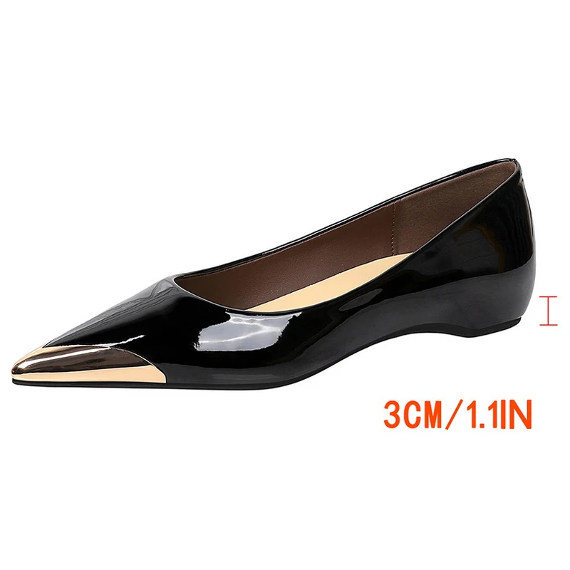 BIGTREE Shoes Low Heeled Women's Shoes Patent Leather Wedge Heels Women Pumps Metal Pointed Tip Luxury Banquet Shoes Fashion view 5