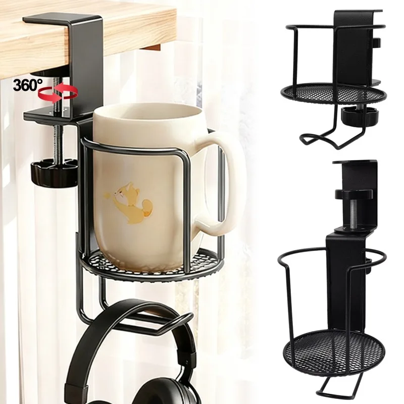 

Настольный держатель для чашки без дрели 2 в 1, регулируемый модернизированный зажим для рук, подставка, вращающийся на 360 градусов зажим для края стола, держатель для чашки с защитой от падения