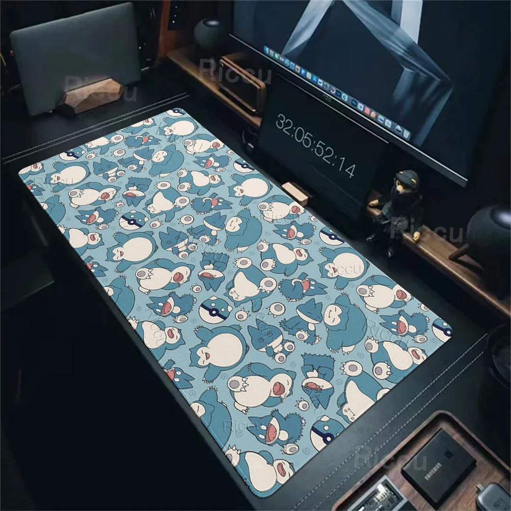Mouse Pad Cartoon Anime P-Pokemon Snorlax Pattern Gaming Non‑Slip Office Tablemat Rubber Base Computer Laptop Lock edge Desk Mat