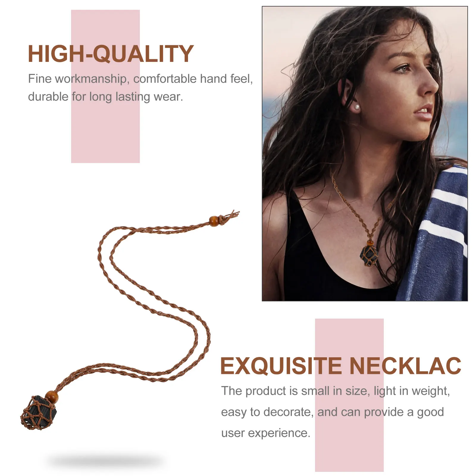 

1pc Black Tourmaline Necklace Pendant Exquisite Durable Fashion Creative Choker for Men Women Party Decoration Chain