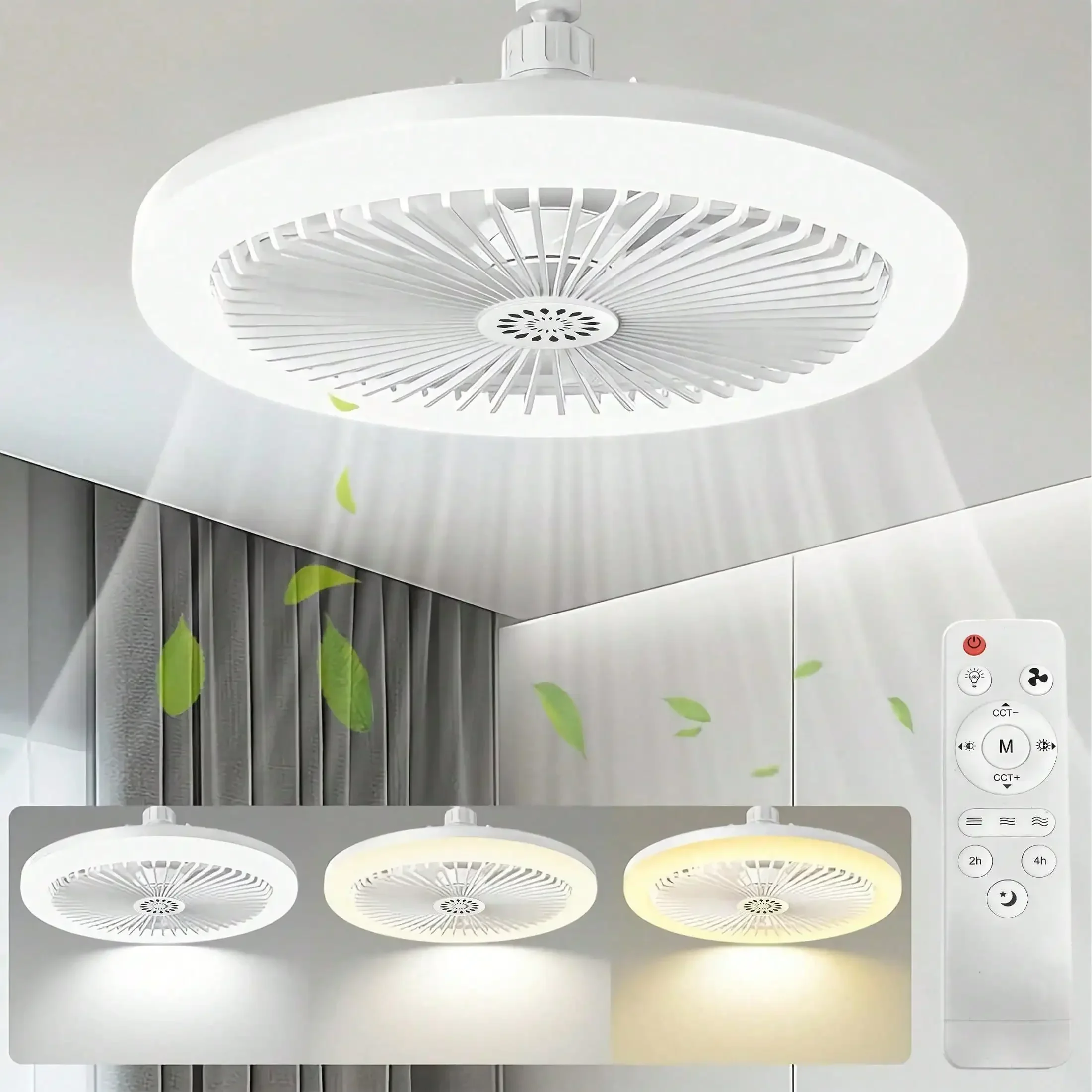 

10in LED Fan Light With 5 Blades, 360° Flexible Rotation, Remote Control, Aromatherapy Function, Crystal Shade, Adjustable Color Temperature, Brightness, Wind Speed, Timer, Suitable For Bedroom, Living Room, Office, Shop