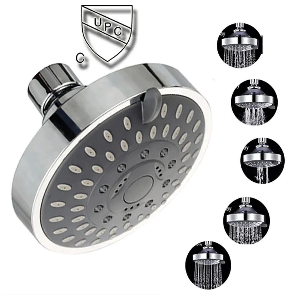 5 Modes Adjustable Rainfall Shower Head 4 Inch High Pressure Shower Head Sprayer Bathroom Accessories Faucet Replacement Parts