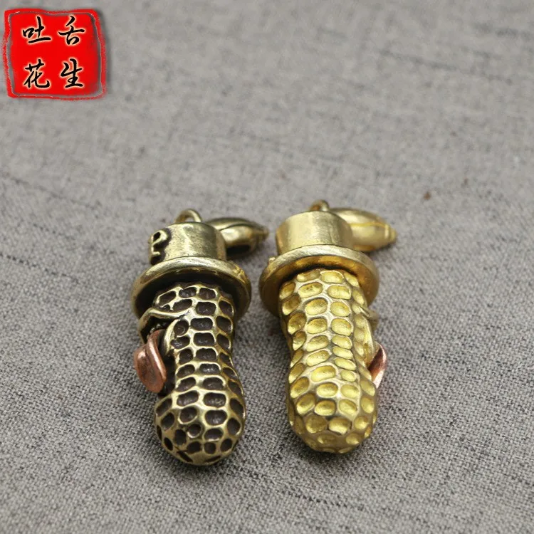 1/2Pcs Tongue Peanut Brass Evil Peanut Car Keychain Pendant White Copper Copper Hanging