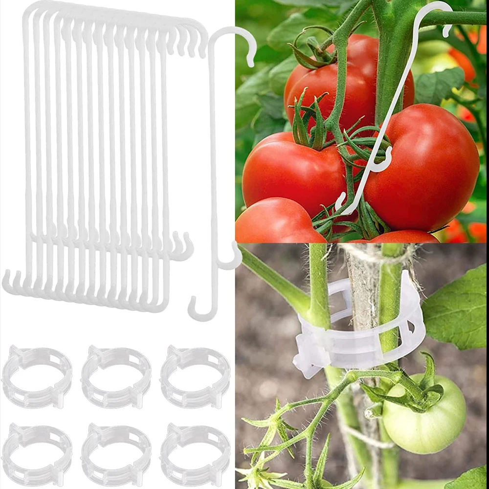 Clips de gancho J para soporte de tomate de plantas, armazón de verduras de fresa de jardín para evitar pellizcos o caídas, 100/9,5 Uds.,/13/16cm