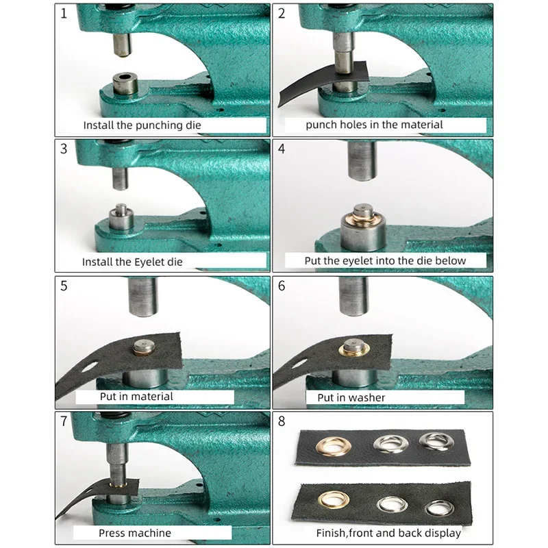 Hand Press Heavy Duty Eyelet Grommet Machine hole Punch Tool Kit fai da te manuale Snap Eyelet abbigliamento accessori per cucire in pelle