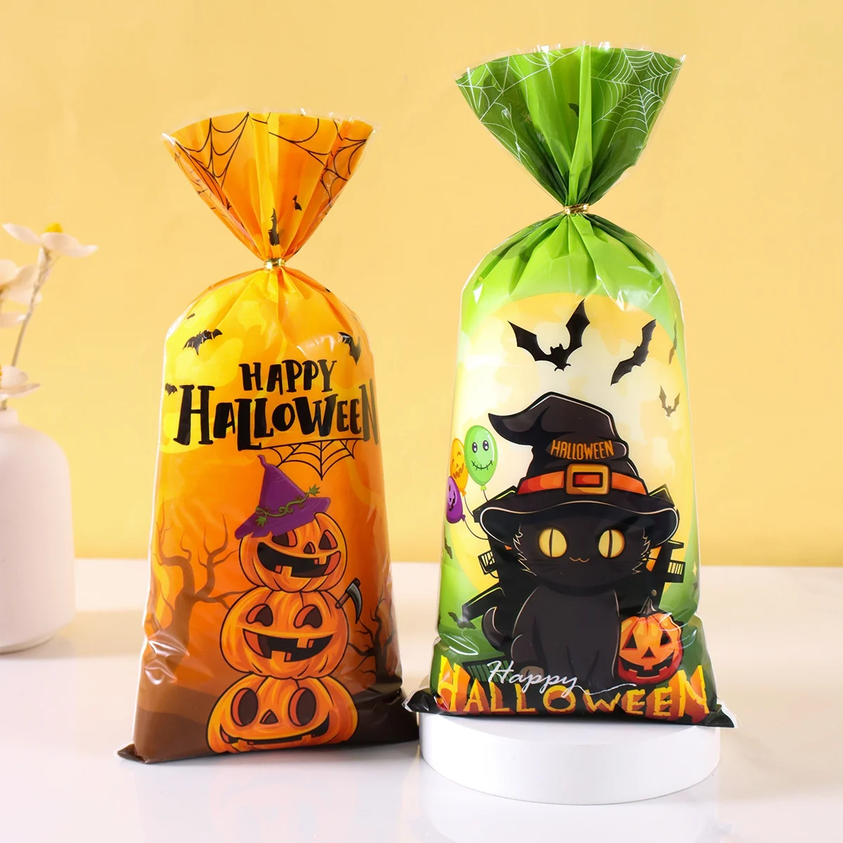 25/50/100 Stück Halloween-Kekse, Süßigkeitenbeutel, Süßes oder Saures, Geister-Kürbis-Snack-Geschenke, Verpackungsbeutel für 2025, Halloween-Party-Dekoration – Detail 1