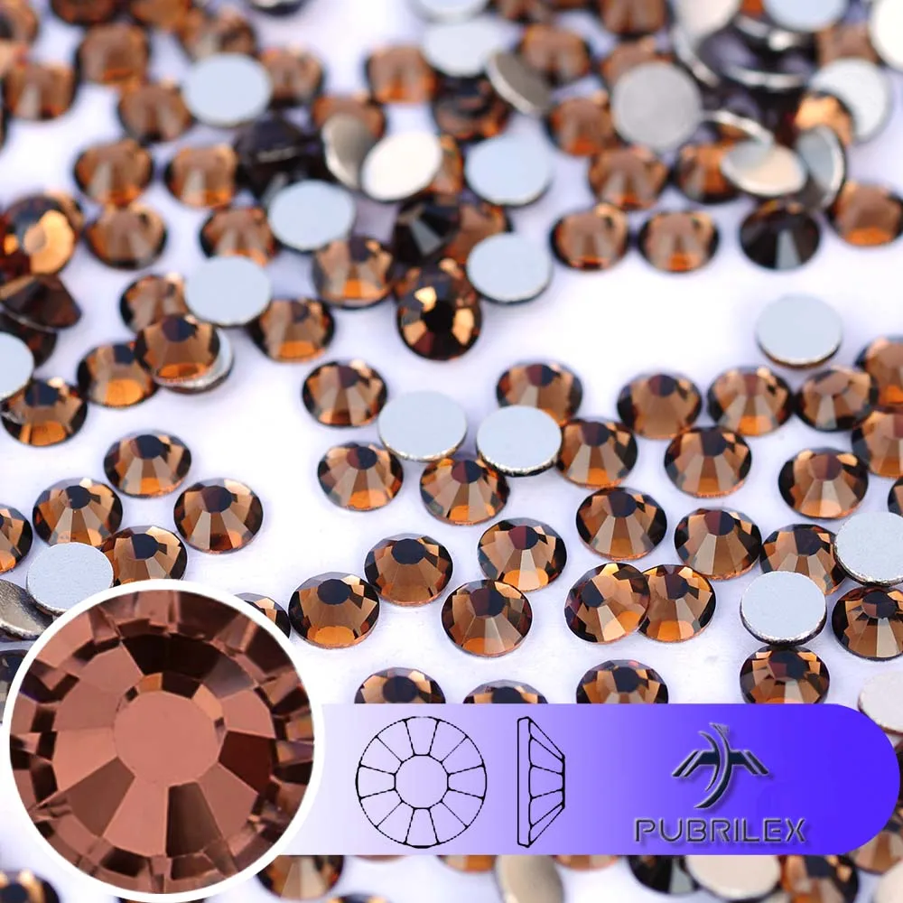 Geräucherte Topas-Braun-Strasssteine, nicht Hotfix-Glas-Strass-Kristalle mit flacher Rückseite für Nagelkunst, Stoff, Kleidungsstück, Kleid, Dekoration