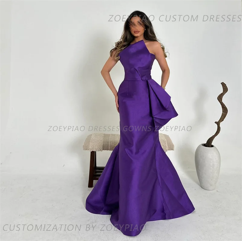 Elegant Dark Purple Mermaid Evening Dress Long Sexy Sleeveless Evening Gowns for Women 2024 Front Bow Trumpet Formal Dress