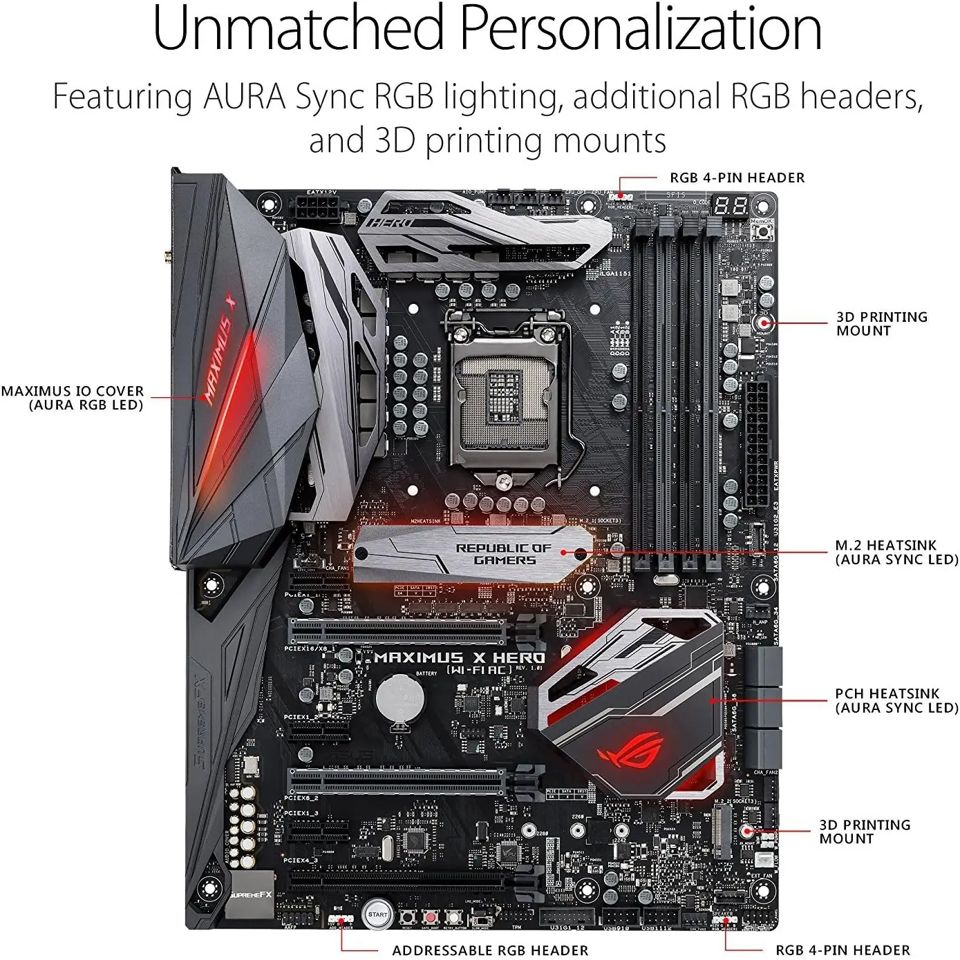 اللوحة الأم للألعاب ASUS ROG Maximus X Hero LGA1151 (Intel 8th Gen) DDR4 DP HDMI M.2 Z370 ATX