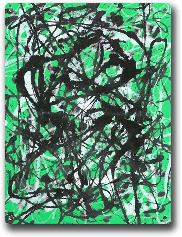 Tin Signs Jackson Pollock Free Form Drip Green Abstract Wall Art Metal  Sign-aluminum sign