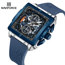 NAVIFORCE Men's Casual Square Quartz Watch Silicone Strap Military Chronograph Man Waterproof Watch Luxury Brand Montre Homme