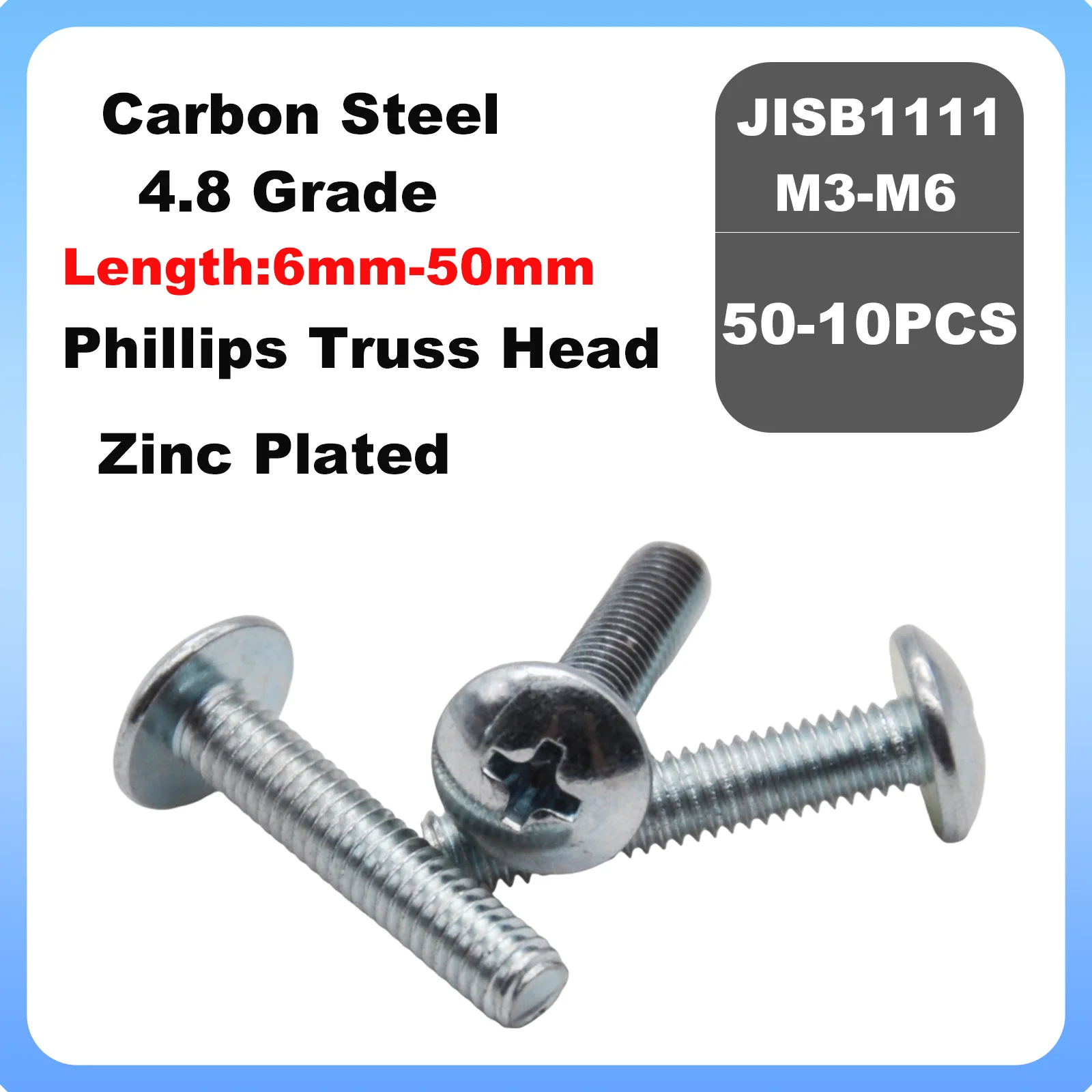Cross Recessed Truss Head Machine Screws M3 M4 M5 M6 M8 Mushroom Big Flat Head Screw Zinc Plated Screw