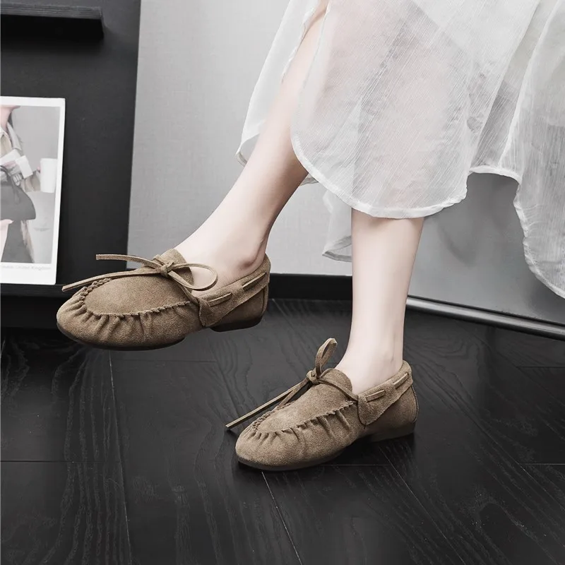 AIYUQI Damen-Loafer im britischen Stil 2026 – Neue Beanie-Schuhe aus echtem Leder für Damen, flache, rutschfeste Vintage-Slipper für Frauen – Detail 4