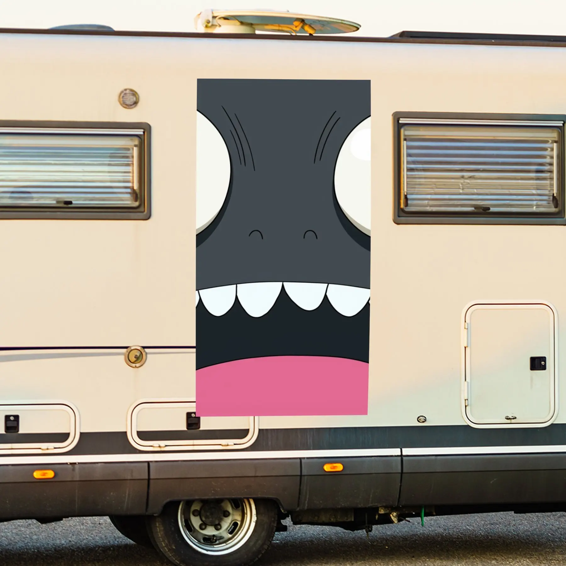 

Удивленная наклейка на дверь автомобиля Emoji Motorhome, ПВХ, самоводонепроницаемая палочка, яркие внешние аксессуары для автомобиля, декор, защитный подарок для