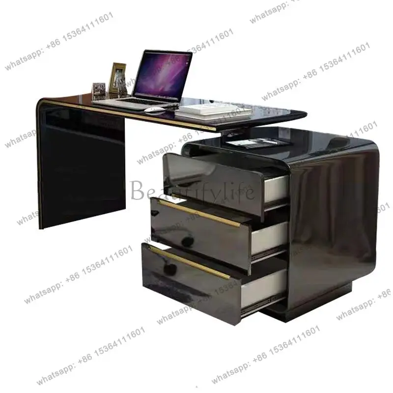 Modern White Luxury Executive Desk Storage Drawers Black Standing Home Computer Desks Study Laptop Escritorio Office Furniture