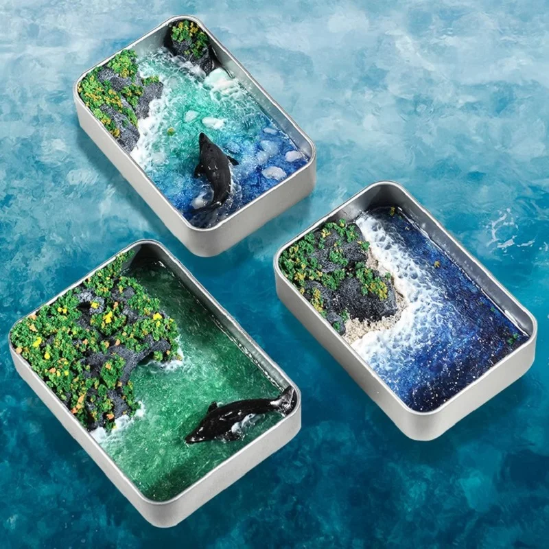 Handmade Miniature Diorama Resin Ocean Wave Beach Epoxy Craft Desktop Display Shelf Decor DIY Kit Gift for Home Office