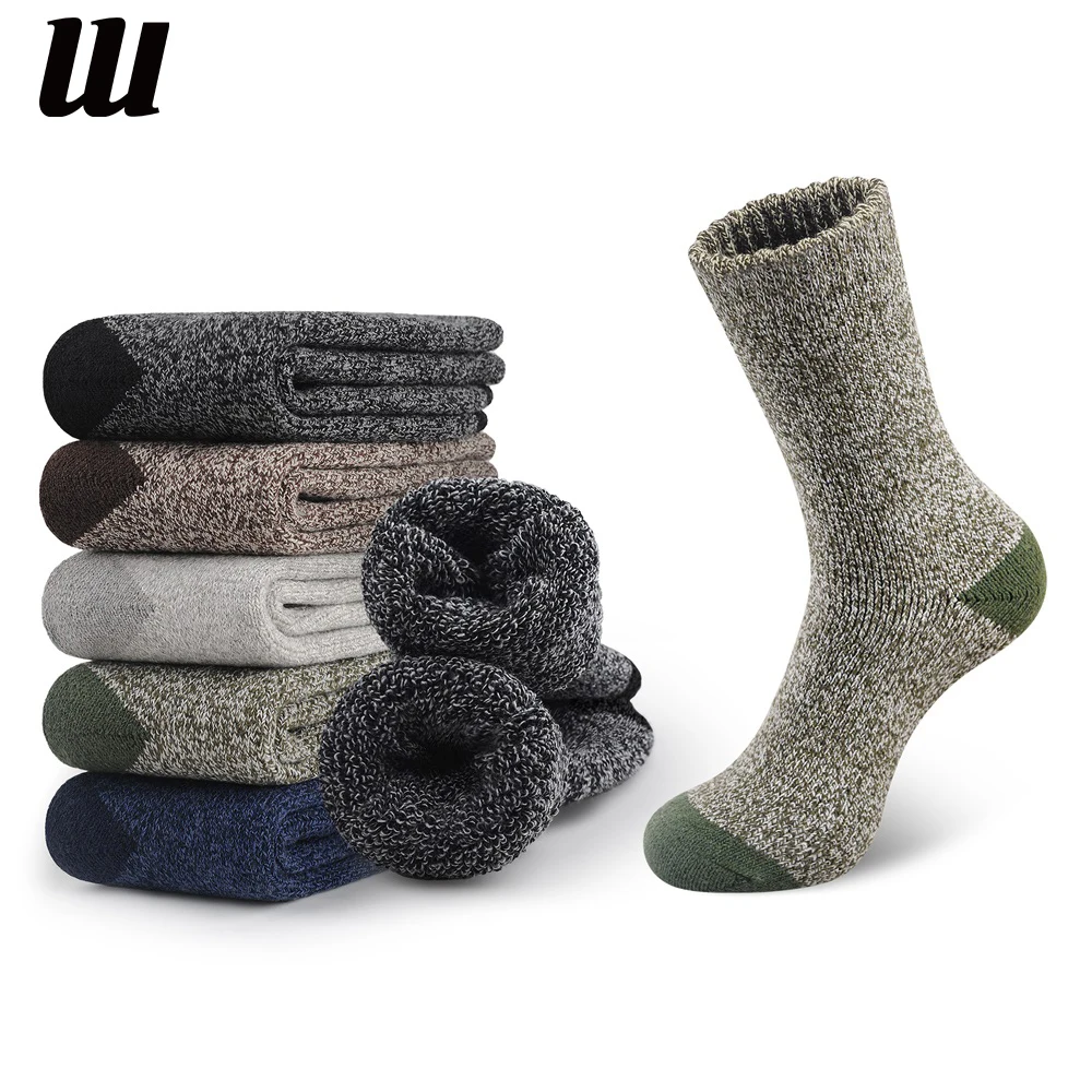 

5 Pairs Merino Wool Socks for Men Thick Thermal Socks Warm Winter Outdoor Sports Boot Socks Breathable Hiking Socks for Cold