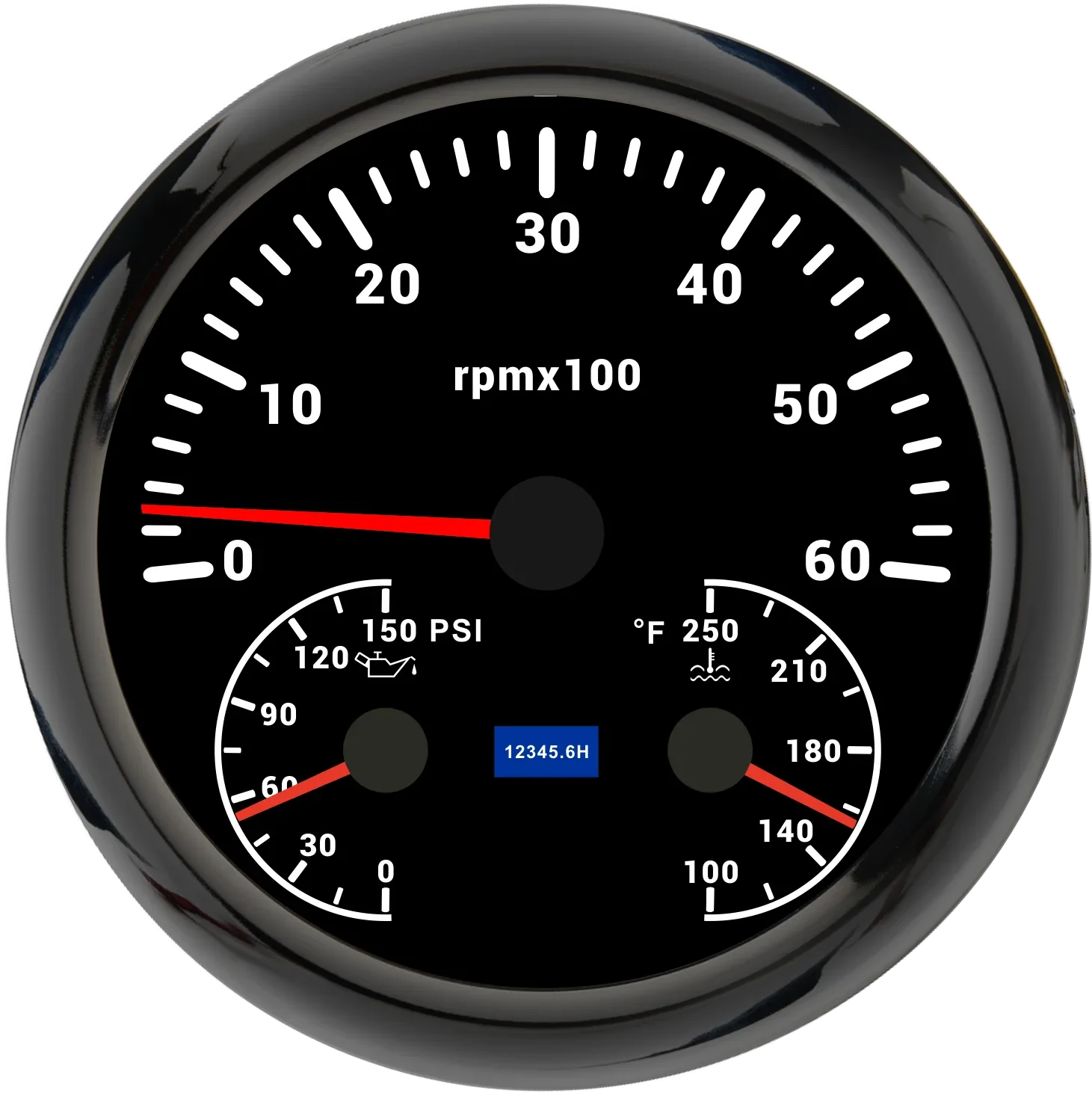110mm Digital RPM Tachometer + Oil Pressure + Water Temp Gauge 3 in 1 Gauge 6000/8000 RPM Indicator For Marine Boat Car 12V 24V