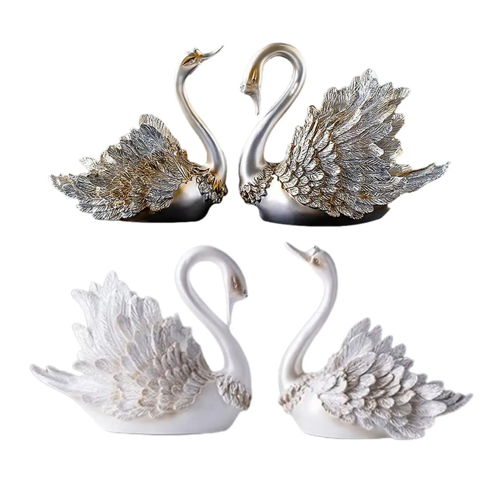 2x Swan Ornament Love Swan Statue Clearance Wedding Craft Wine Rack Modern Resin Swan Figurines Decor Couple Swan Statue