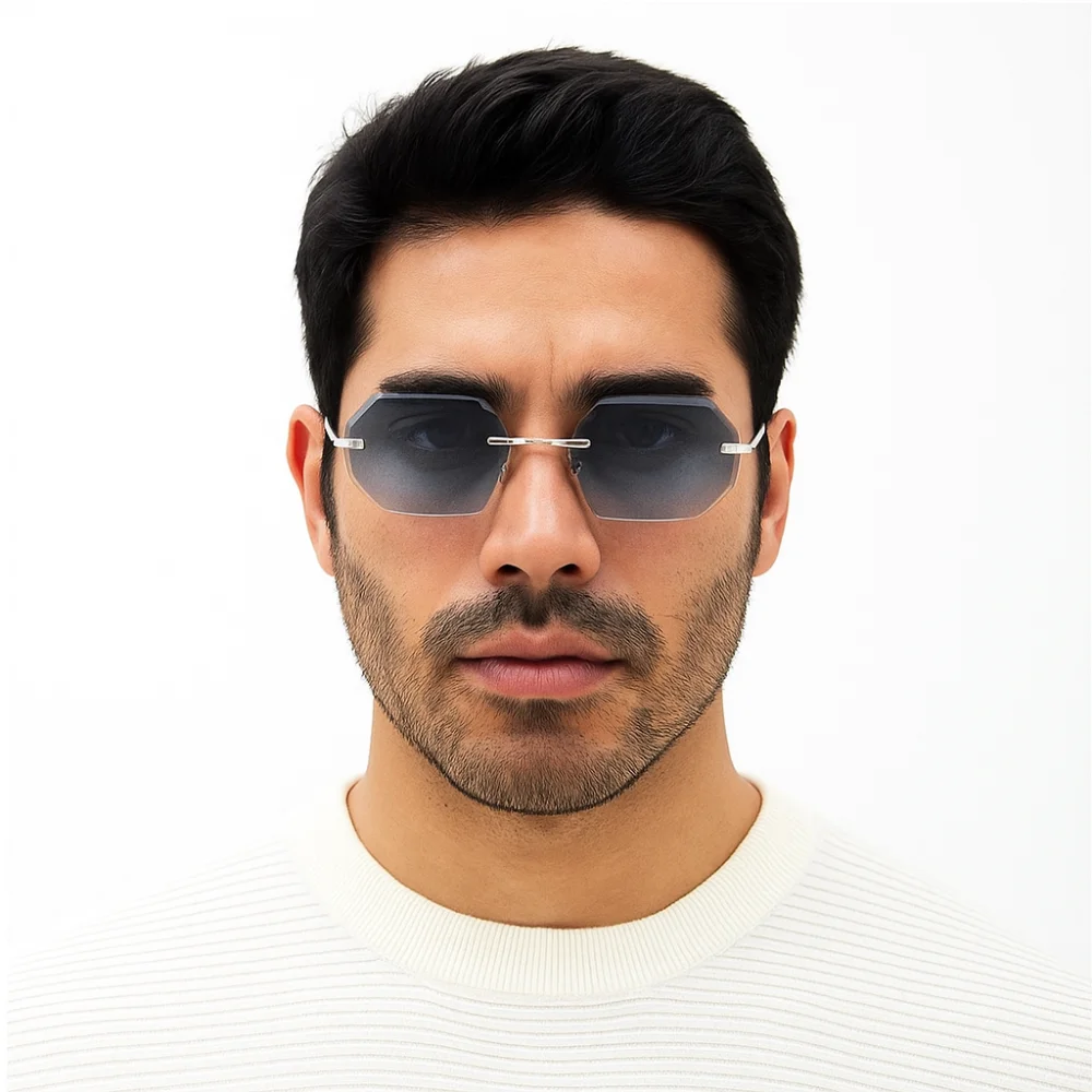 

Trendy Multicolor Sun Glasses Vision Care Vintage Frameless Sunglasses Fashion Lightweight Men UV400 Eyewear Unisex