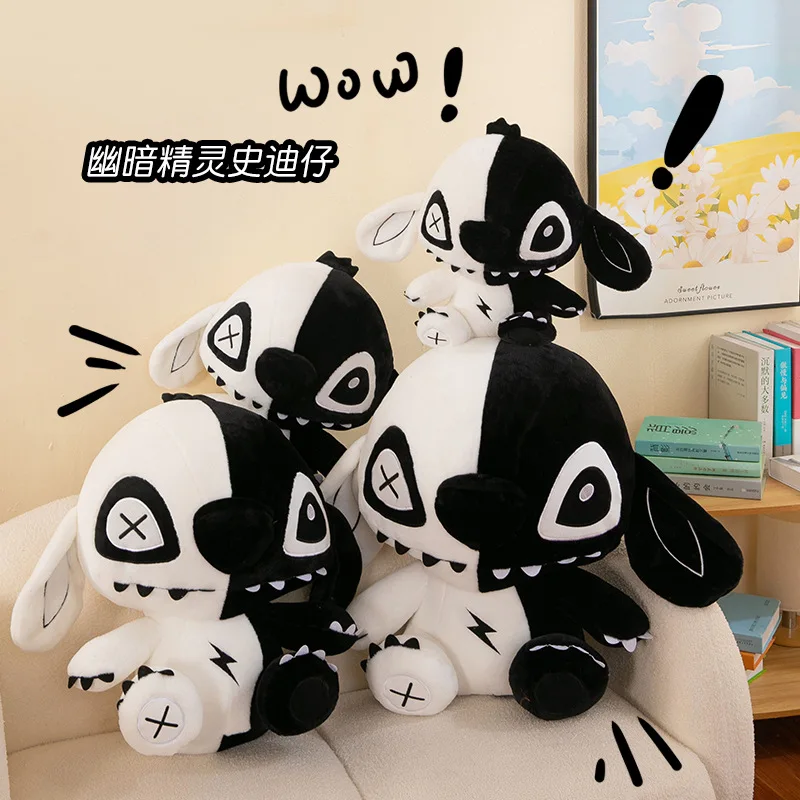 40-70cm Disney Stitch Plush Toy Black And White Stitch Plush Doll Children'S Pillow Girl'S Gift Birthday Gift