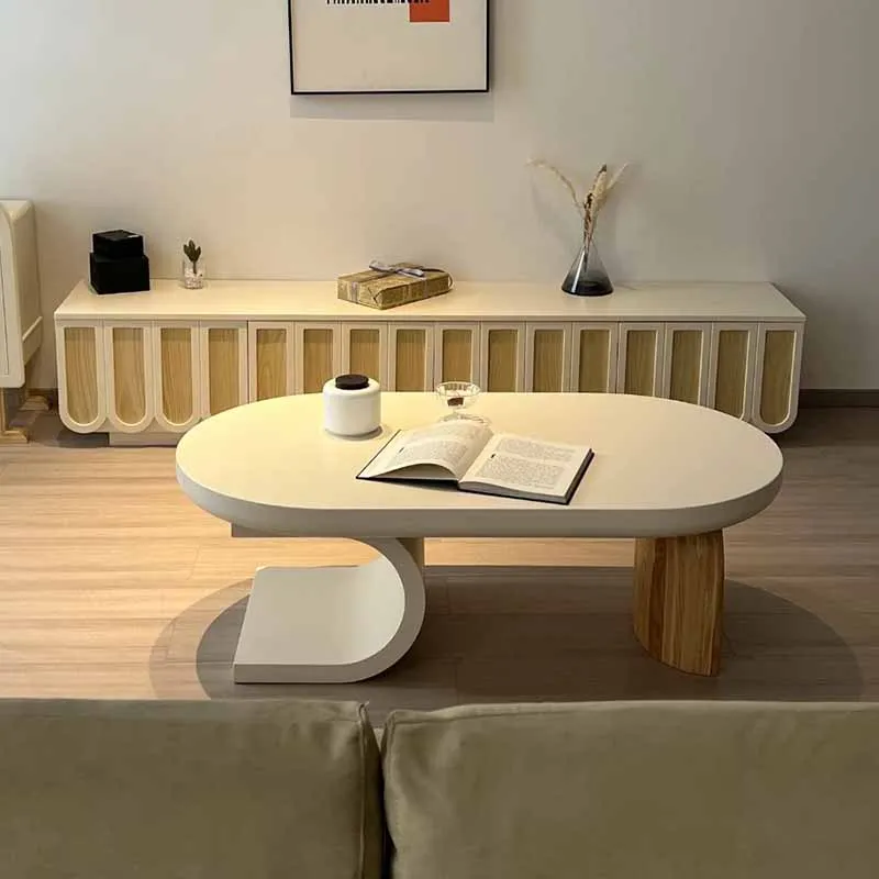 

Oval Simple Unique Coffee Table Waterproof Kawaii Modern Living Room Side Table Nordic Balcony White Mesa Centro Salon Furniture