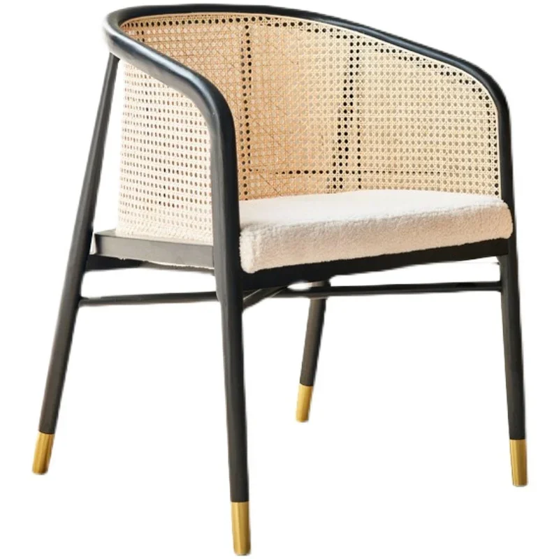 

Creative solid wood sofa chair home living room Nordic simple rattan dining chair modern leisure log stool