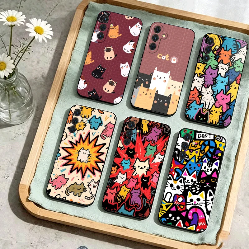 Cartoon Cute Cats Theme Phone Case For Samsung Galaxy A17 A16 A15 A14 A13 A57 A56 A55 A54 A53 A37 A36 A35 A34 A33 A27 A26 A25 A2