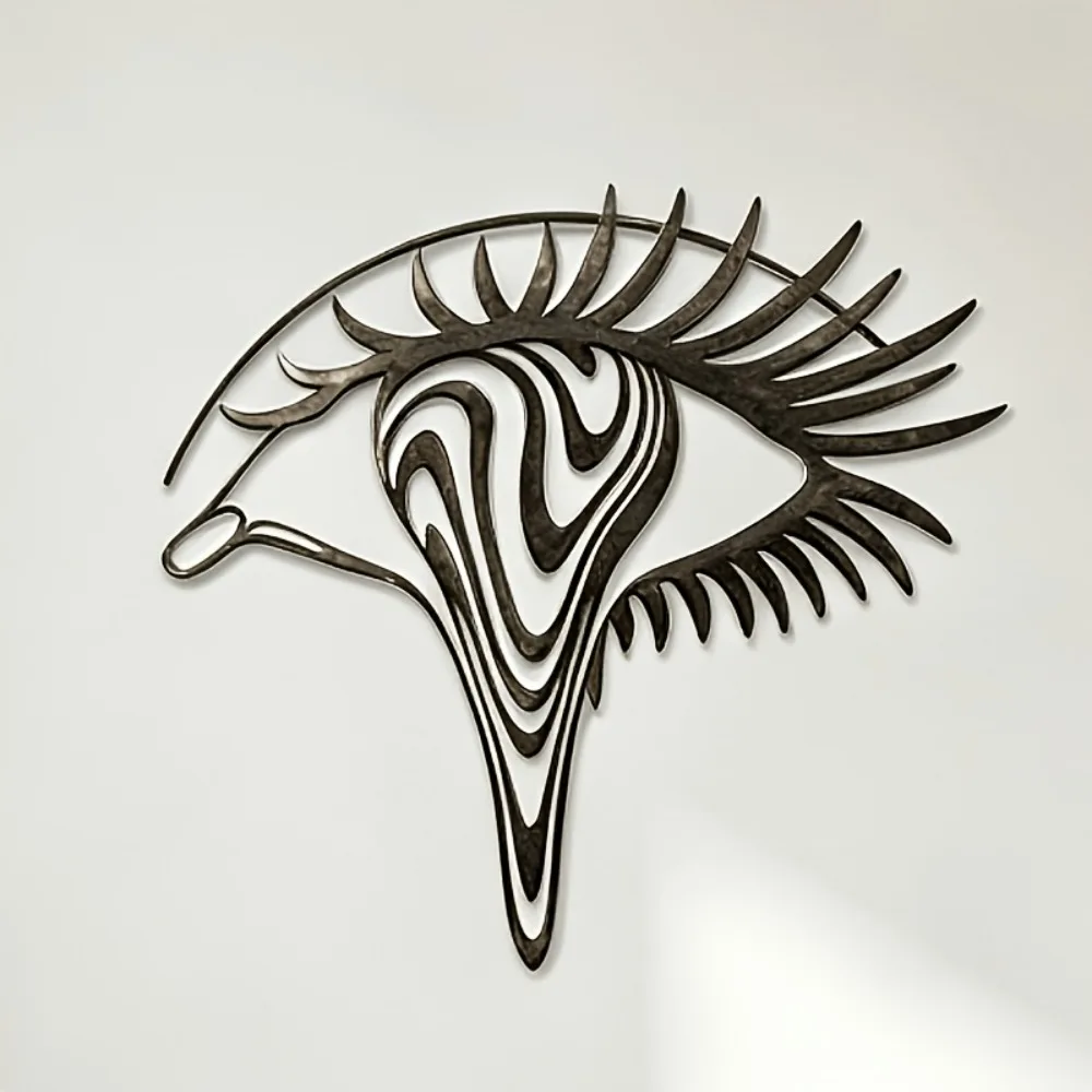 CIFBUY Iron Wall Art Psychedelic Eye Metal Home Decor Hanging Decor Exotic Modern Minimalist Black White Interior view 2