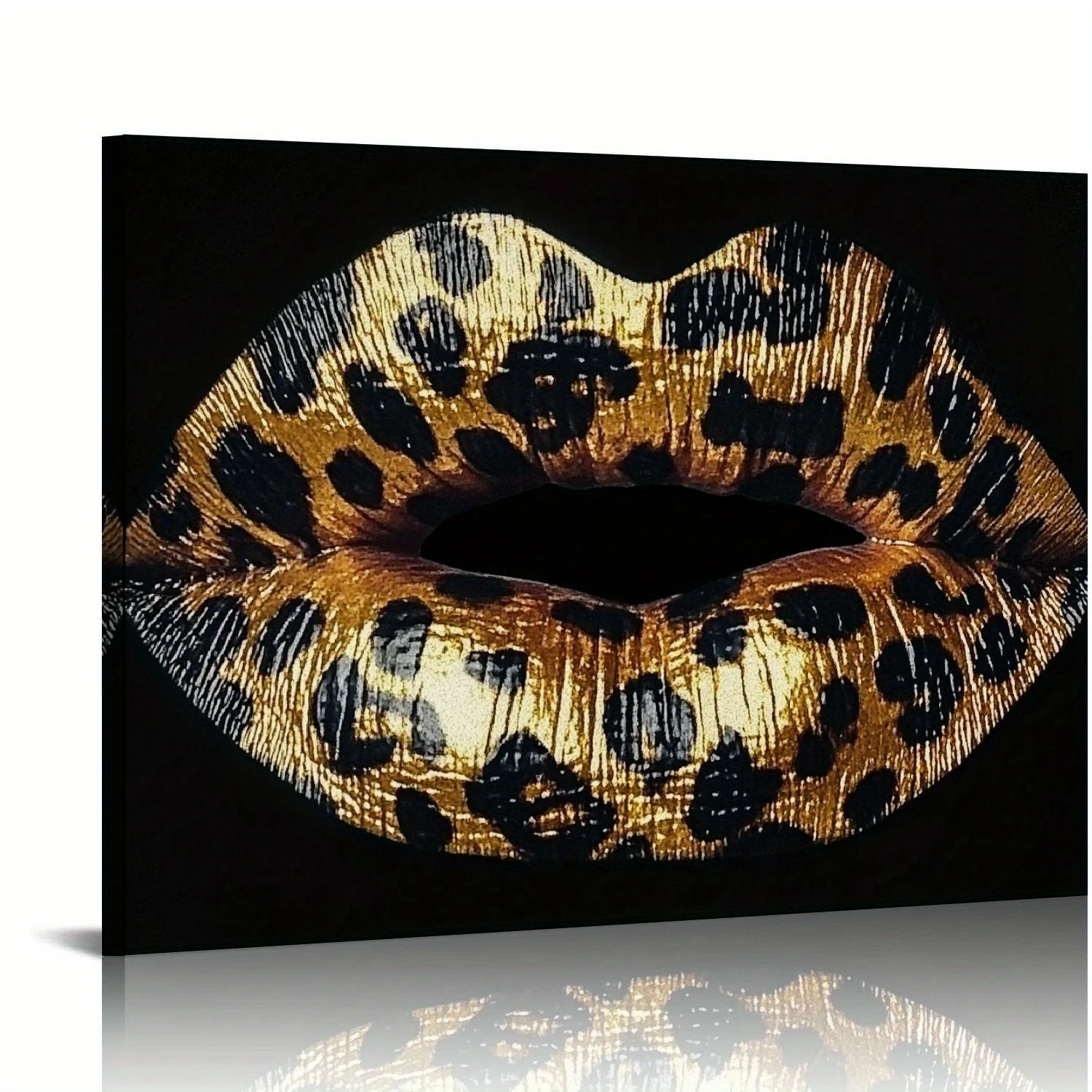 

1PC Fashion Lips Canvas Painting Wall Art Sexy Leopard Lips Decoration Bedroom Bathroom Dressing Room Wall Decoration