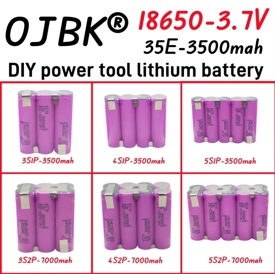 

Original 100% Full Capacity 20A 18650 35E 3500mAh 7000mAh 3S 4S 5S 12.6V 14.8V 18V DIY Screwdriver Battery Welding Battery Pack