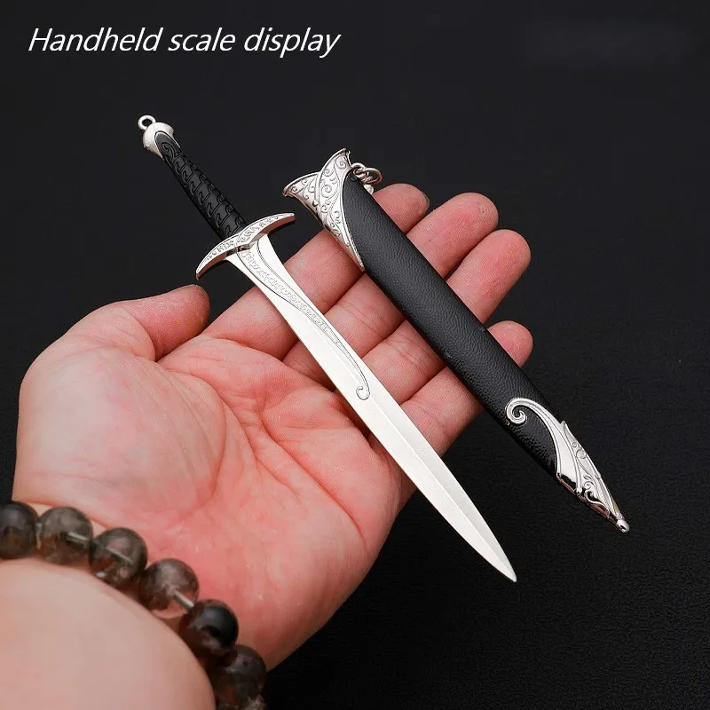 18 cm Sting Zwaard Klossen Bilbo Baggins Middeleeuwse Randapparatuur Ongesneden Metalen Samurai Zwaard Wapen Model Sleutelhangers Ornamenten Gift Speelgoed