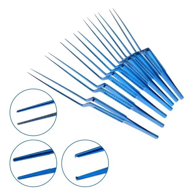 Титановые микрощипцы, пары, захватывающие пинцеты, зубчатые микропалочки, нейрохирургические инструменты