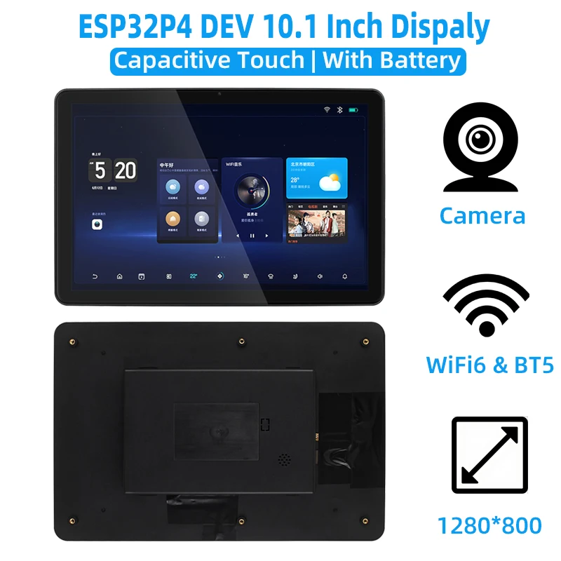 

Плата разработки ESP32P4, 10,1-дюймовый емкостный сенсорный экран, дисплей 1280*800, камера Wi-Fi 6 BT 5 для Arduino Xiaozhi LVGL HMI