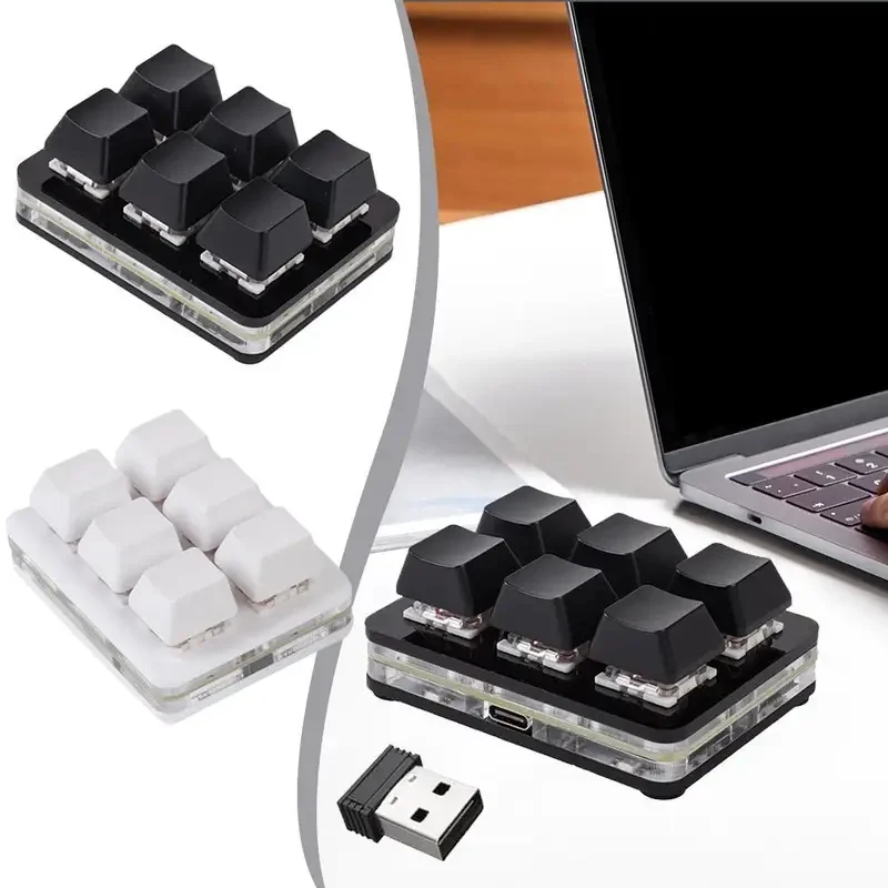 Z+ Mini 6 Keys Keyboard Bluetooth Custom Keypad Wireless USB Mode Rechargeable Hardware Keyboard Dual Shortcut Programmable