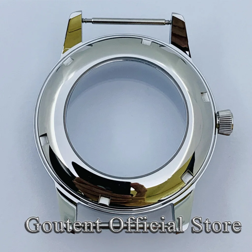 Goutent 40.5mm Silver Bubble Dome Glasss Watch Case Transparent Back Fit NH35 NH36 Automatic Movement Modification Attachment