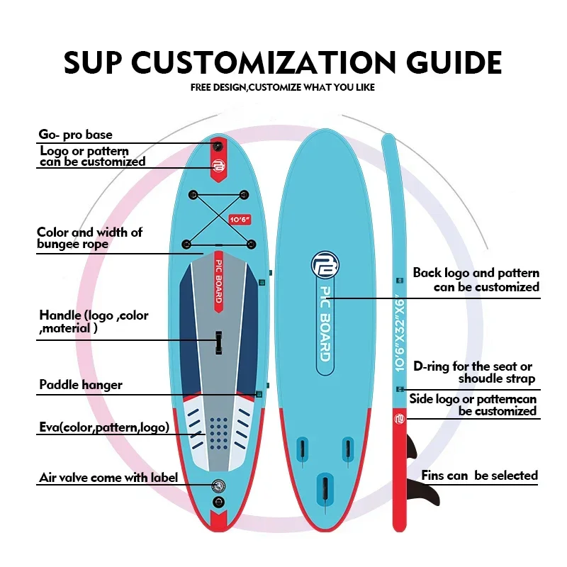 PIC BOARD New Design Custom Foldable Inflatable Sup Stand Up Paddle Board ISUP For Sale