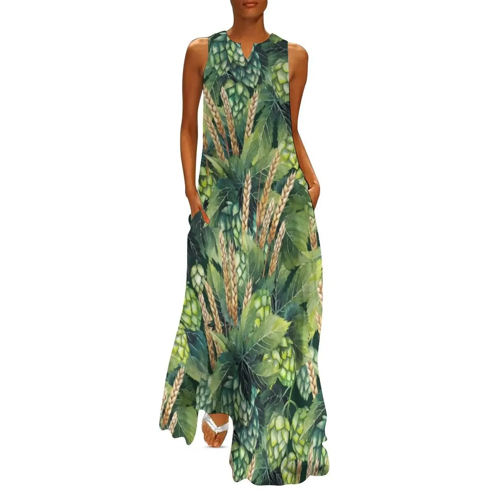 

Watercolor hops and malts Long Dress Women dresses summer summer women's suit long dress women summer Dress