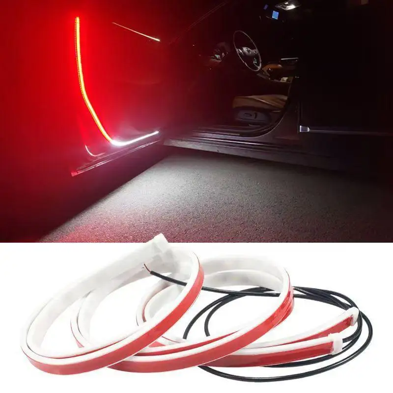 【CMO】1/2Pcs Car Door Opening Warning Flash Led Welcome Light Strip Parking Safety Auto Strobe Signal Lamp Waterproof Auto Decor