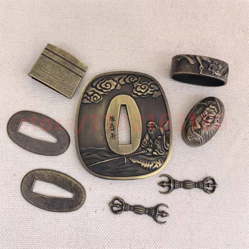 Exquisite A Set Japanese Sword Fittings Alloy Material Tsuba Handguard Guard Habaki Seppa For Real Japan Samurai Katana Parts