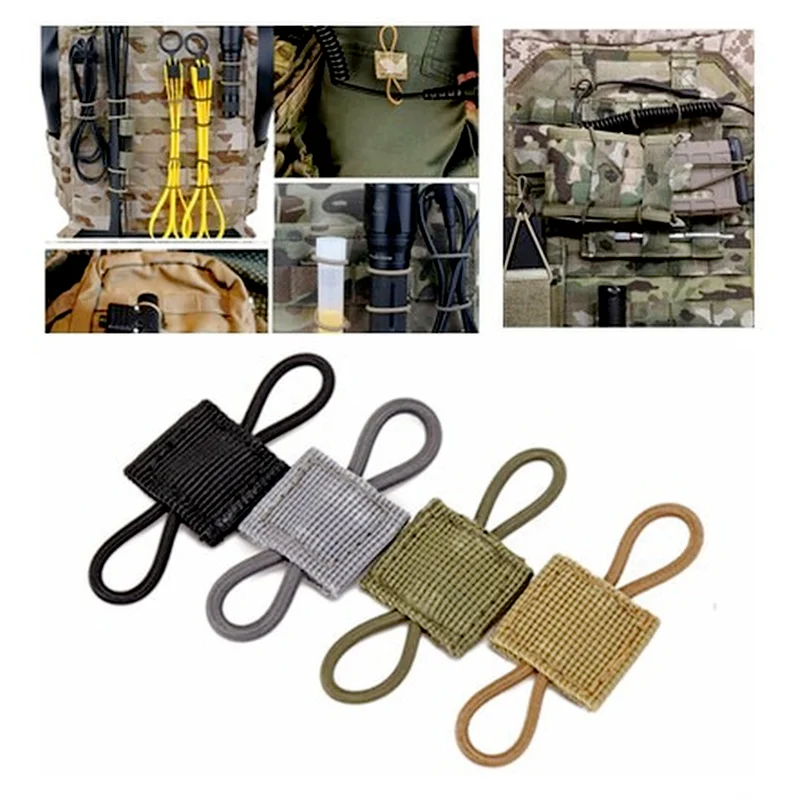 4Pcs PTT Retainer Tactical Elastic Molle Buckle Tactical Binding Retainer For Antenna Stick Pipe Elastic Rope Webbing Buckle