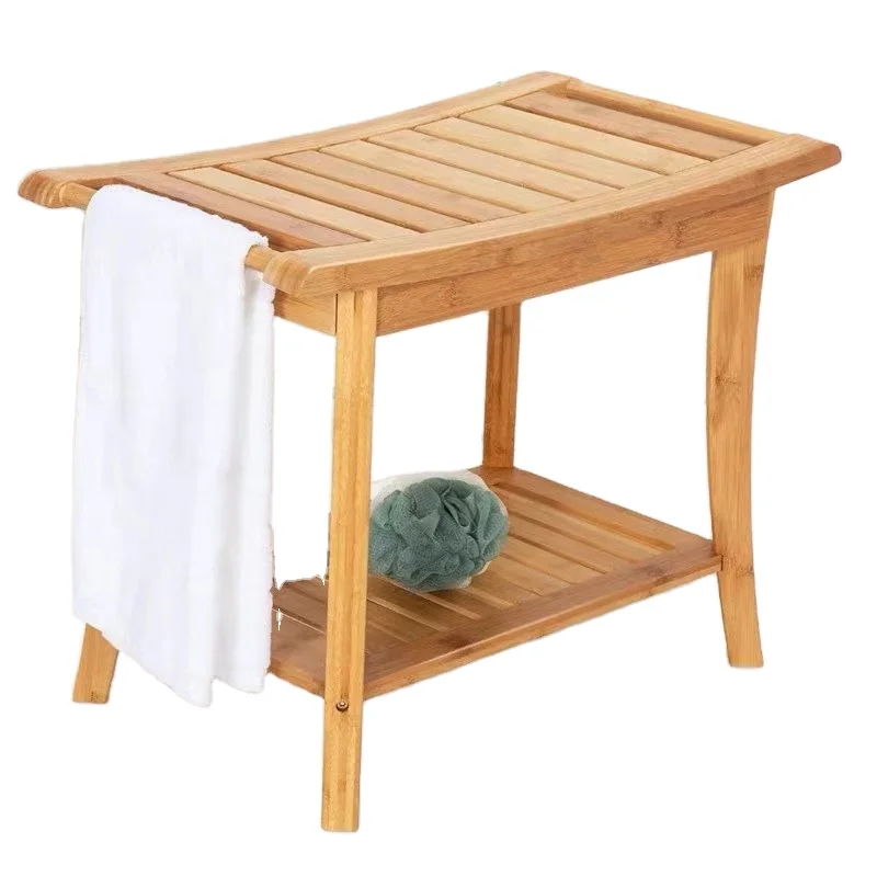 

Бамбуковая полка для ванной комнаты с держателем для полотенец - натуральная деревянная подставка для хранения полотенец, туалетных принадлежностей и других предметов первой необходимости, водонепроницаемая.