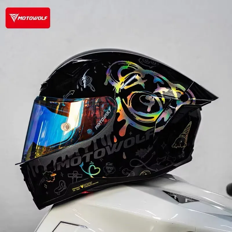

MOTOWOLF H1 Small Tail Motorcycle Helmets Locomotive Track Full Helmets Lightweight Cascos Para Moto Racing Helmets