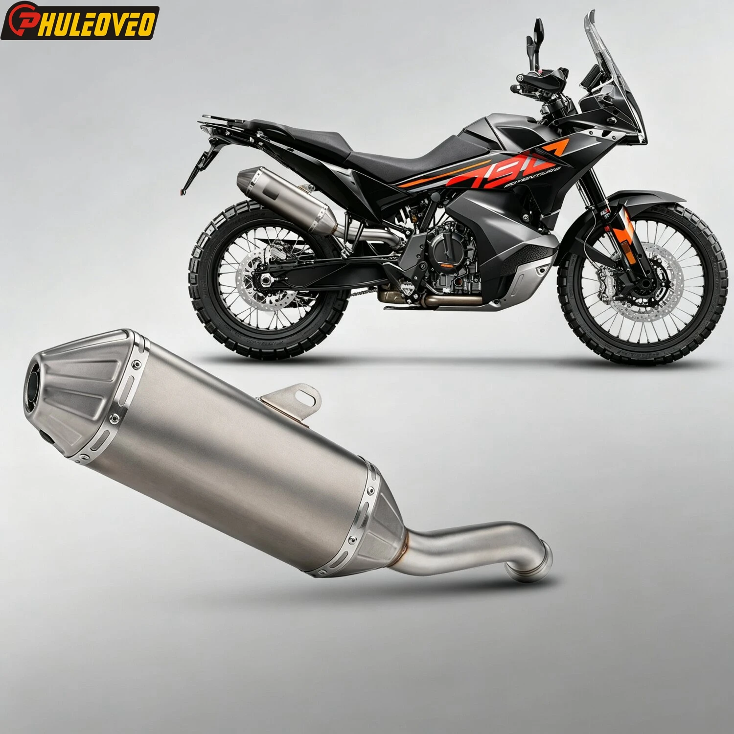 For KTM 790 Adventure/R/Rally 2019-2026 Motorcycle Exhaust Slip-on Mid Link Pipe Escape Moto Muffler Can Pot