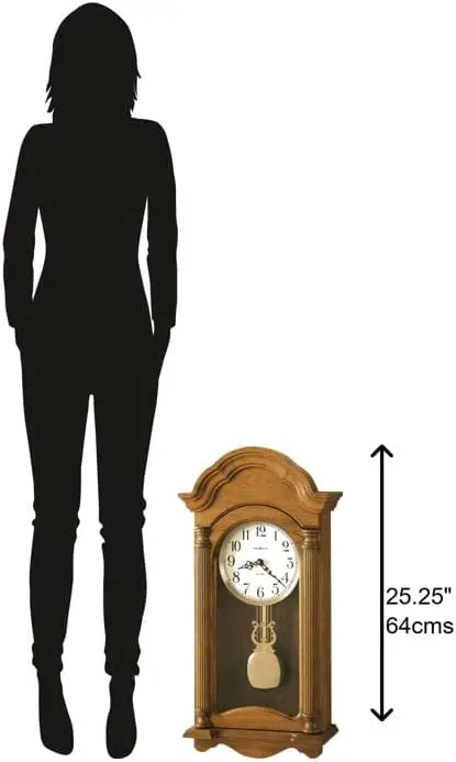 Howard Miller Amanda Wall Clock – Dual-Chime Quartz Movement, Golden Finish, Volume Control & Adjustable Levelers