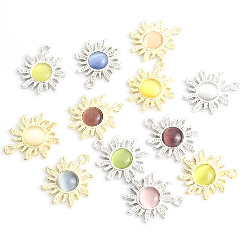 100PC/lot Sun Flower Pendant Charm Bling Hanging Charms 18.4x21mm DIY Alloy Jewelrys Fit For Bracelet Necklace Keychains Making