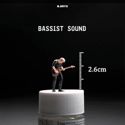 Kicarmod 1/64 Scale Collectible Model Figurine Music Series Rock Guy Guitar Player Figure for Fans in Scale Diecast Model Car